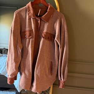 Free People Ruby Maroon Shacket with pockets